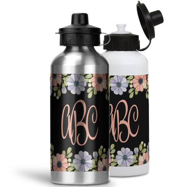 Boho Floral Aluminum Water Bottles - MAIN (white &silver)