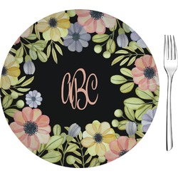 Boho Floral Glass Appetizer / Dessert Plate 8" (Personalized)