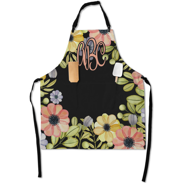 Custom Boho Floral Apron With Pockets w/ Monogram