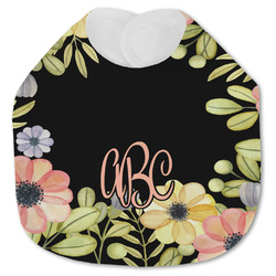 Boho Floral Jersey Knit Baby Bib w/ Monogram