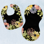 Boho Floral Baby Bib & Burp Set w/ Monogram