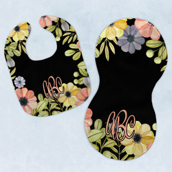 Boho Floral Baby Bib & Burp Set w/ Monogram