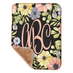 Boho Floral Sherpa Baby Blanket - 30" x 40" w/ Monograms