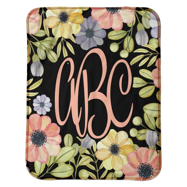 Boho Floral Baby Sherpa Blanket - Flat