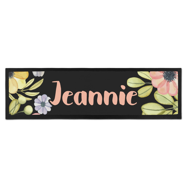 Custom Boho Floral Bar Mat - Large (Personalized)
