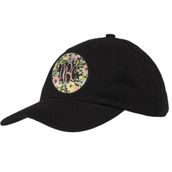 Boho Floral Baseball Cap - Black (Personalized)