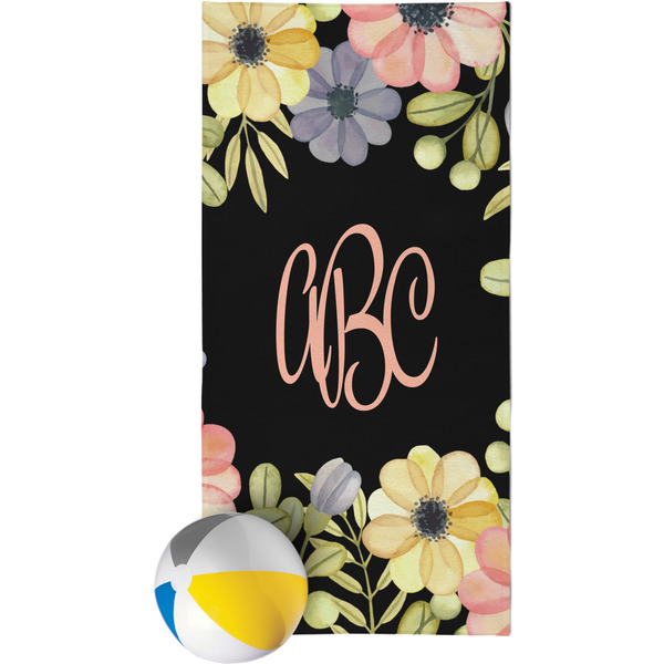 Custom Boho Floral Beach Towel (Personalized)