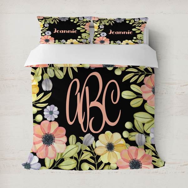 Custom Boho Floral Duvet Cover Set - Full / Queen (Personalized)