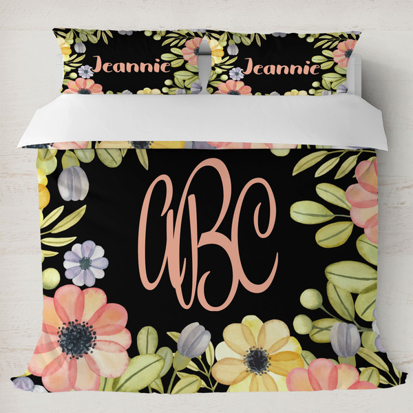 Custom Boho Floral Duvet Cover Set - King (Personalized)