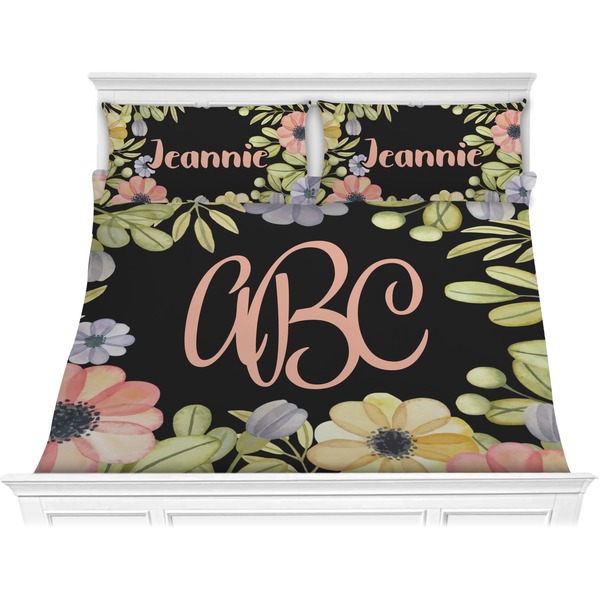 Custom Boho Floral Comforter Set - King (Personalized)
