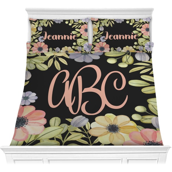 Custom Boho Floral Comforter Set - Full / Queen (Personalized)