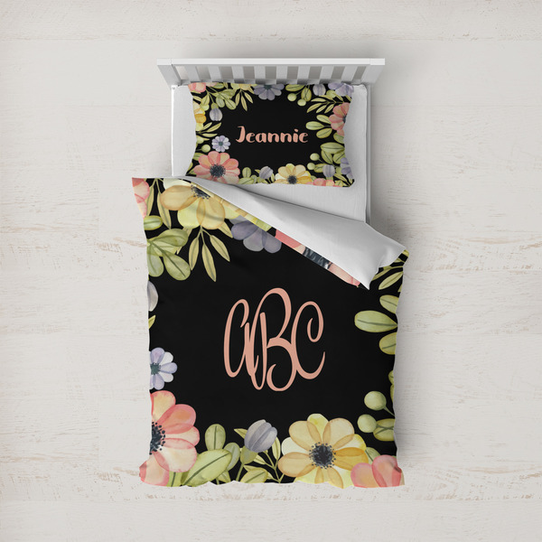 Custom Boho Floral Duvet Cover Set - Twin (Personalized)