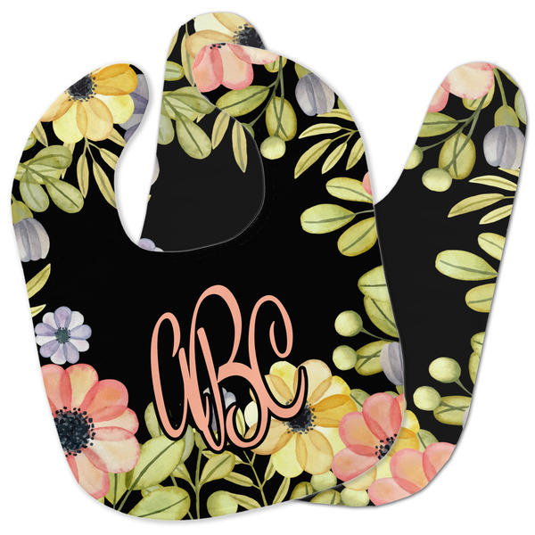 Custom Boho Floral Baby Bib w/ Monogram