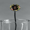 Boho Floral Black Plastic 7" Stir Stick - Oval - Main