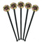 Boho Floral Black Plastic 7" Stir Stick - Round - Fan View