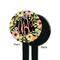 Boho Floral Black Plastic 7" Stir Stick - Single Sided - Round - Front & Back