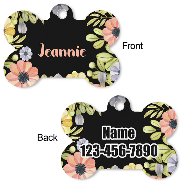 Boho Floral Bone Shaped Dog ID Tag - Large - Approval