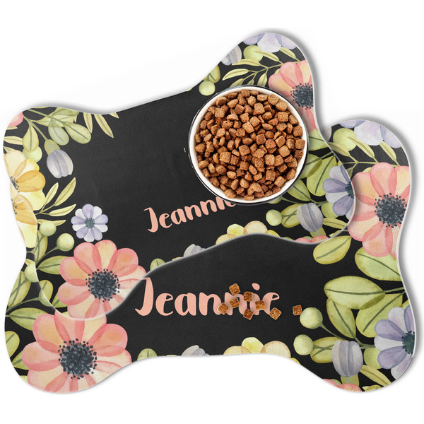 Boho Floral Bone Shaped Dog Mats - MAIN