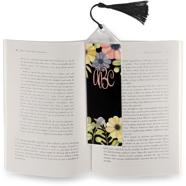 Boho Floral Bookmark with tassel - In book