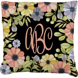 Boho Floral Faux-Linen Throw Pillow 16" (Personalized)