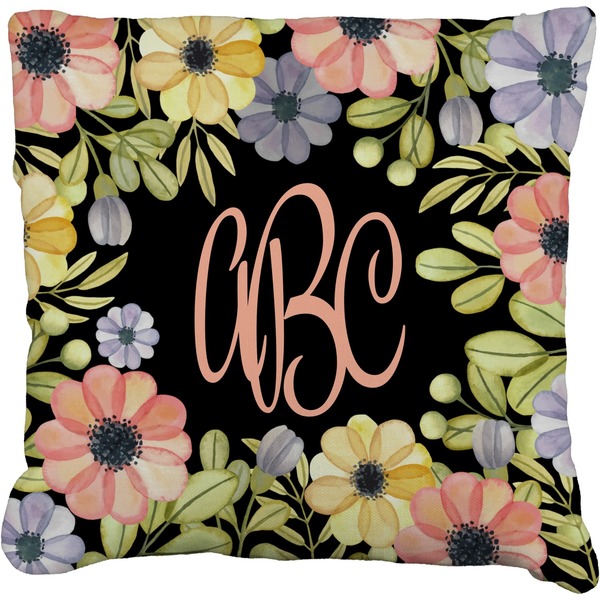 Custom Boho Floral Faux-Linen Throw Pillow 16" (Personalized)