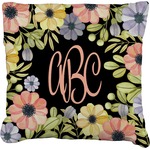 Boho Floral Faux-Linen Throw Pillow 18" (Personalized)