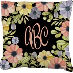 Boho Floral Faux-Linen Throw Pillow 20" (Personalized)
