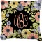 Boho Floral Faux-Linen Throw Pillow 20" (Personalized)