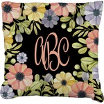 Boho Floral Faux-Linen Throw Pillow 26" (Personalized)