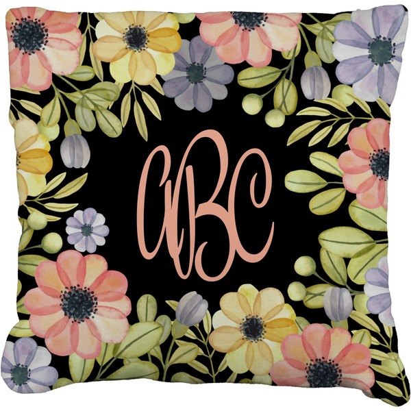 Custom Boho Floral Faux-Linen Throw Pillow 26" (Personalized)