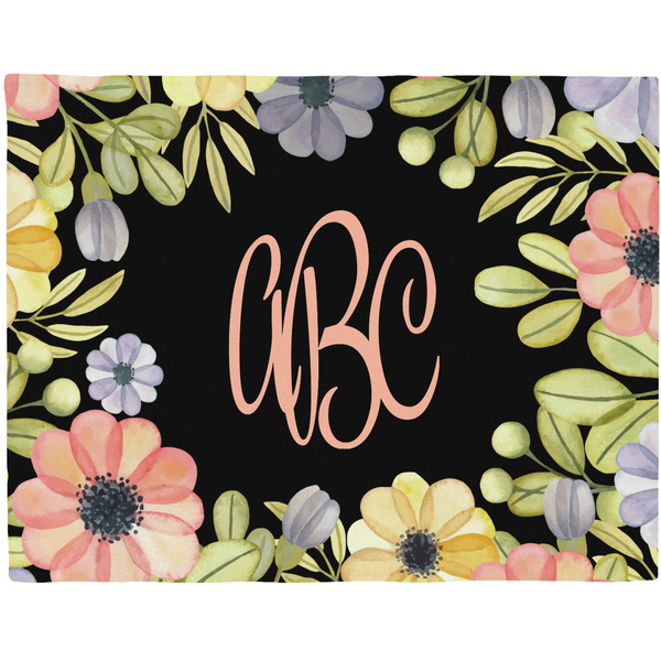Custom Boho Floral Woven Fabric Placemat - Twill w/ Monogram