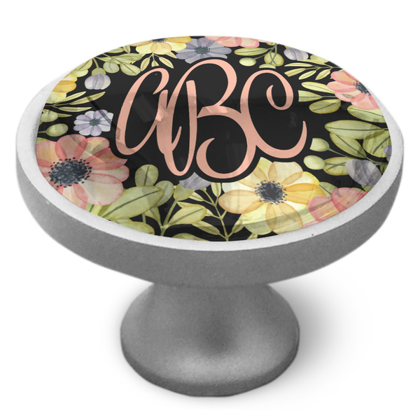 Boho Floral Cabinet Knob - Nickel - Side