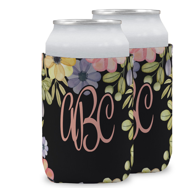 Custom Boho Floral Can Cooler (12 oz) w/ Monogram