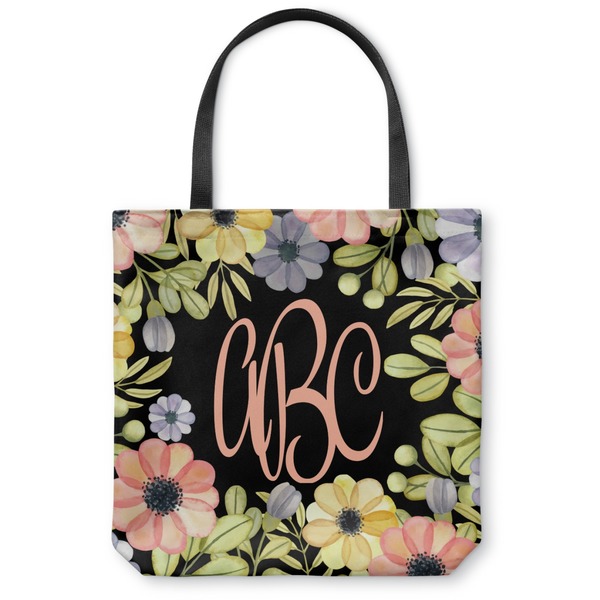 Custom Boho Floral Canvas Tote Bag - Small - 13"x13" (Personalized)