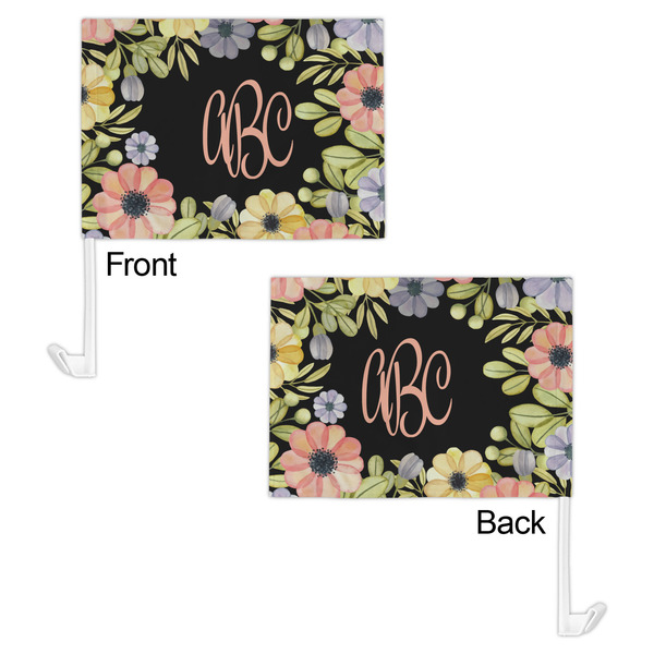 Boho Floral Car Flag - 11" x 8" - Front & Back View