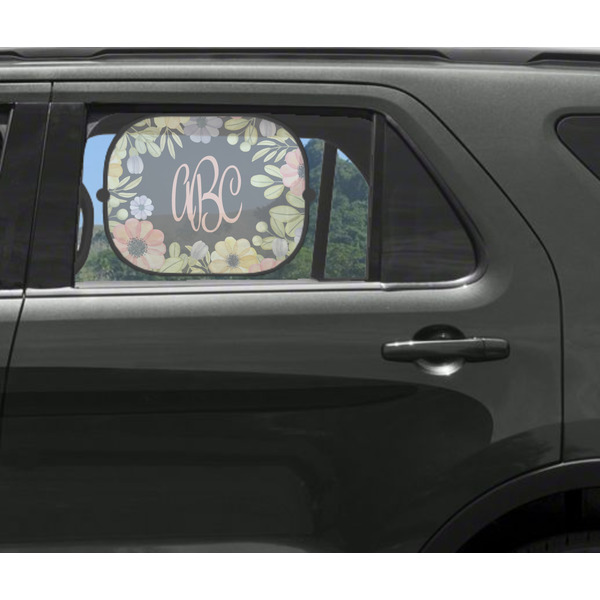 Boho Floral Car Sun Shade Black - In Car Window