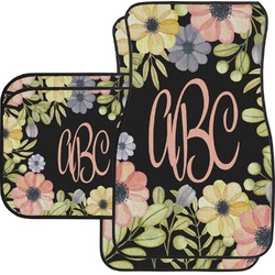 Boho Floral Car Floor Mats Set - 2 Front & 2 Back (Personalized)