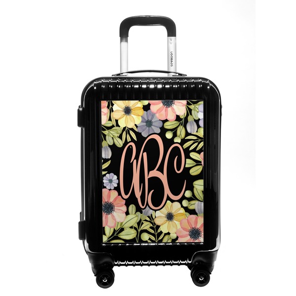 Custom Boho Floral Carry On Hard Shell Suitcase (Personalized)