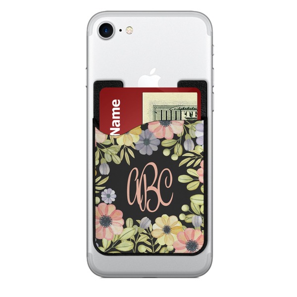 Custom Boho Floral 2-in-1 Cell Phone Credit Card Holder & Screen Cleaner (Personalized)