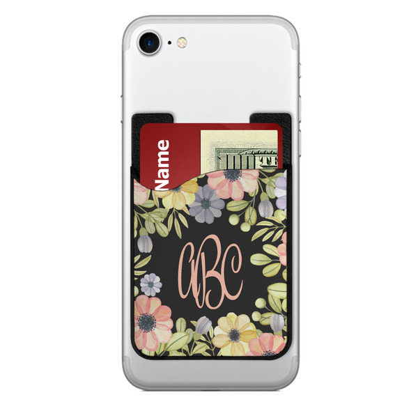 Custom Boho Floral 2-in-1 Cell Phone Credit Card Holder & Screen Cleaner (Personalized)