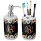 Boho Floral Ceramic Bathroom Accessories Set (Personalized)