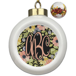 Boho Floral Ceramic Ball Ornaments - Poinsettia Garland (Personalized)