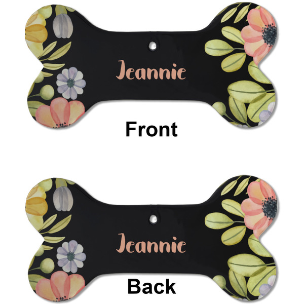 Boho Floral Ceramic Flat Ornament - Bone Front & Back (APPROVAL)