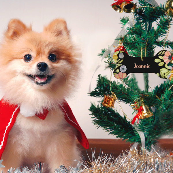 Boho Floral Ceramic Flat Ornament - Bone (LIFESTYLE)