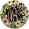 Boho Floral Ceramic Flat Ornament - Circle (Front)