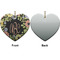Boho Floral Ceramic Flat Ornament - Heart Front & Back (APPROVAL)