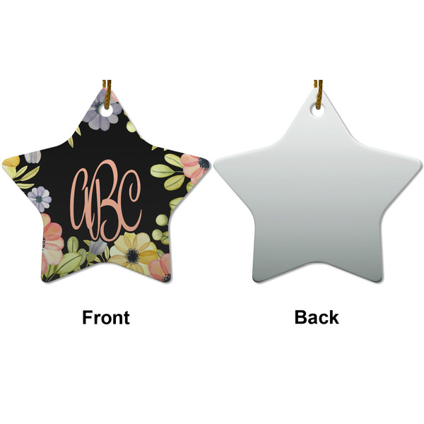 Boho Floral Ceramic Flat Ornament - Star Front & Back (APPROVAL)