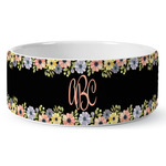 Boho Floral Ceramic Dog Bowl - Medium (Personalized)