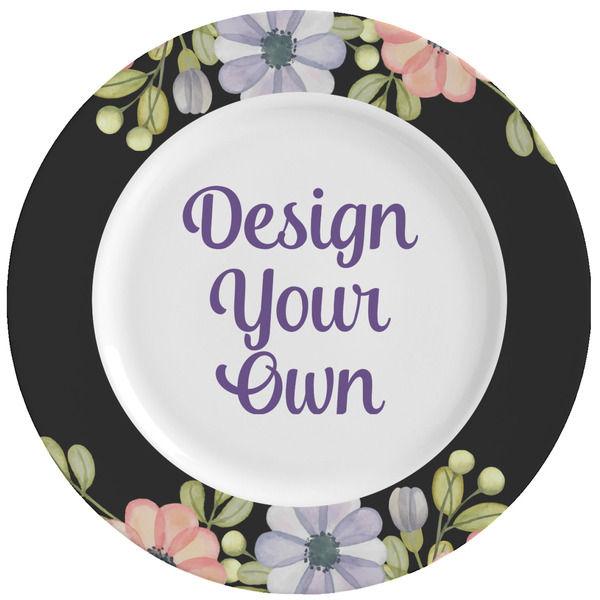 Custom Boho Floral Ceramic Dinner Plates (Set of 4) (Personalized)