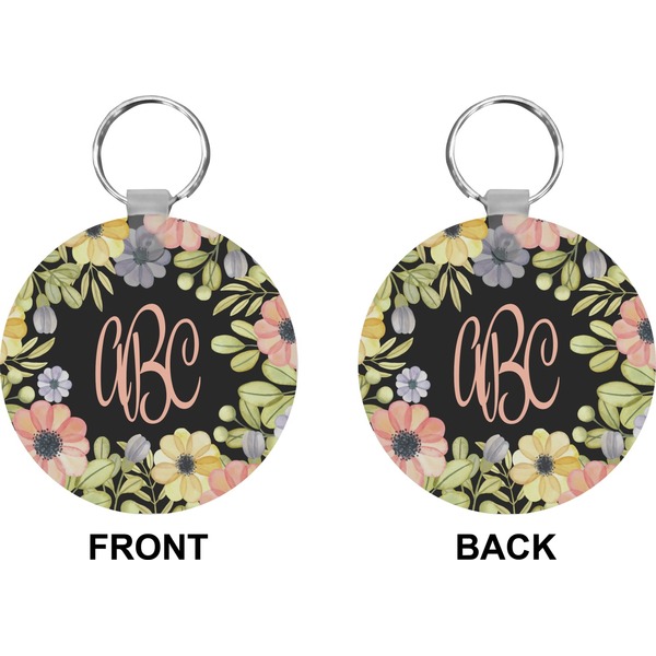Boho Floral Circle Keychain (Front + Back)